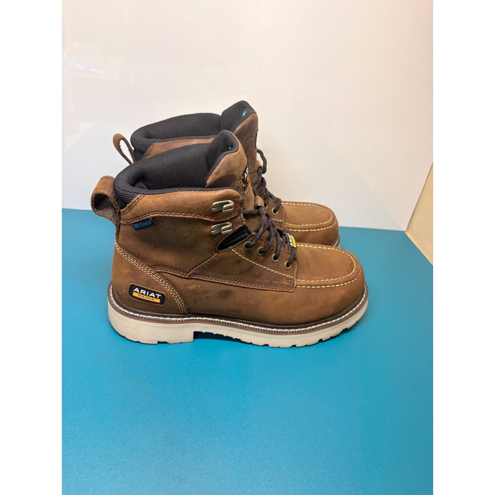 Ariat Rebar Mens 8D Brown Leather Waterproof Moc Soft Toe Work Boots 10046877
